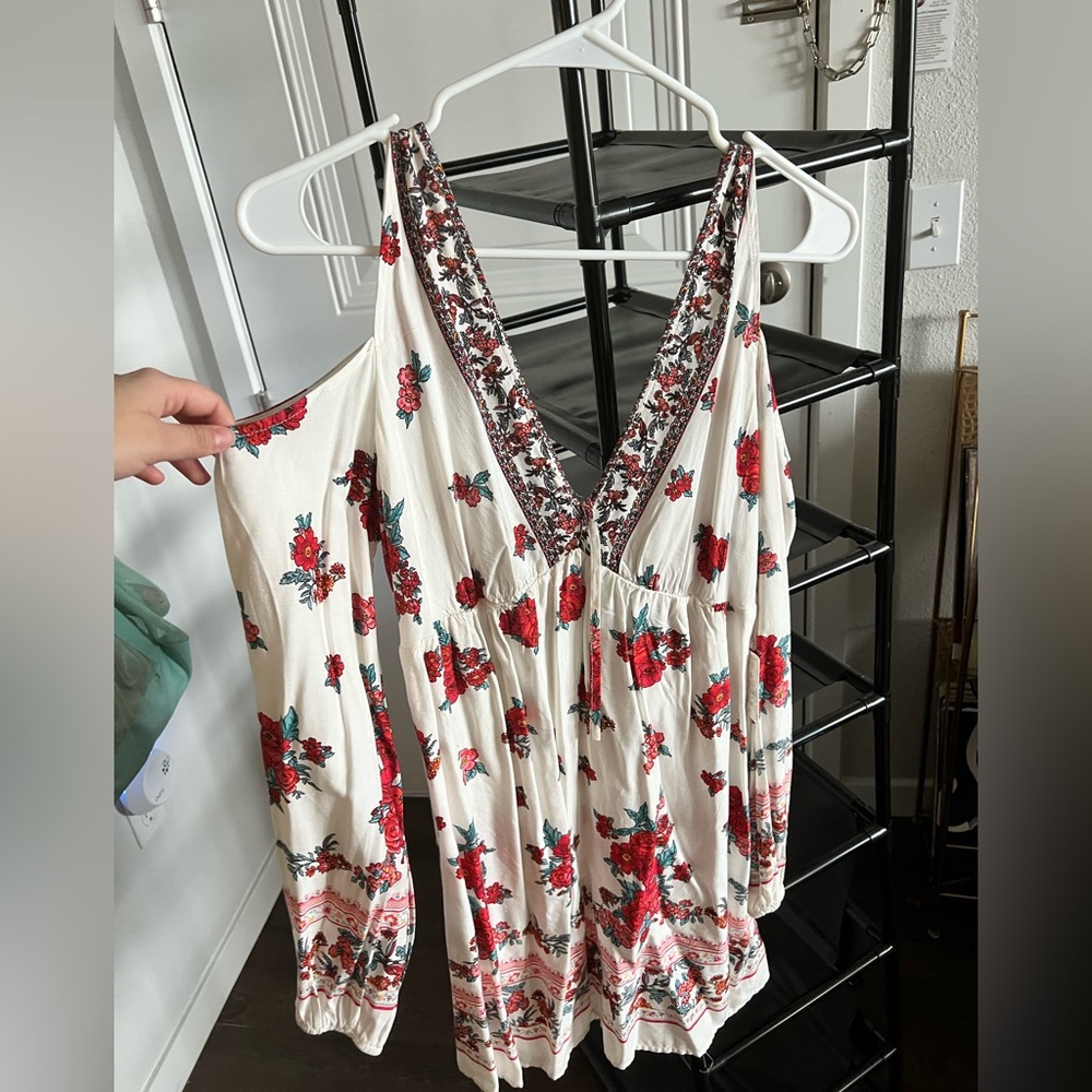 Forever 21 (older collection) white floral sundress with cutout sleeves